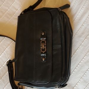 Genuine leather crossbody bag.
